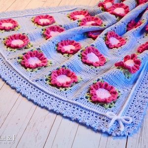 Crochet Blanket PATTERN - Cottage Charm - baby blanket crochet pattern, flower granny square pattern, crochet afghan pattern - PDF Download