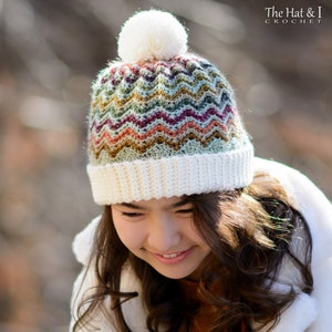 Crochet Hat PATTERN Peak 2 Peak Beanie crochet pattern chevron hat, boy girl beanie hat pattern 6 sizes Baby Adult PDF Download image 5