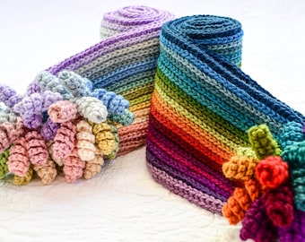Crochet PATTERN - Party Popper Scarf - crochet scarf pattern, colorful scrap yarn pattern (4 sizes | Toddler Child Adult XL) - PDF Download