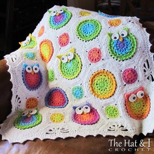 Crochet PATTERN Owl Obsession crochet blanket pattern, owl afghan pattern, colorful crochet owl baby blanket pattern PDF Download image 5