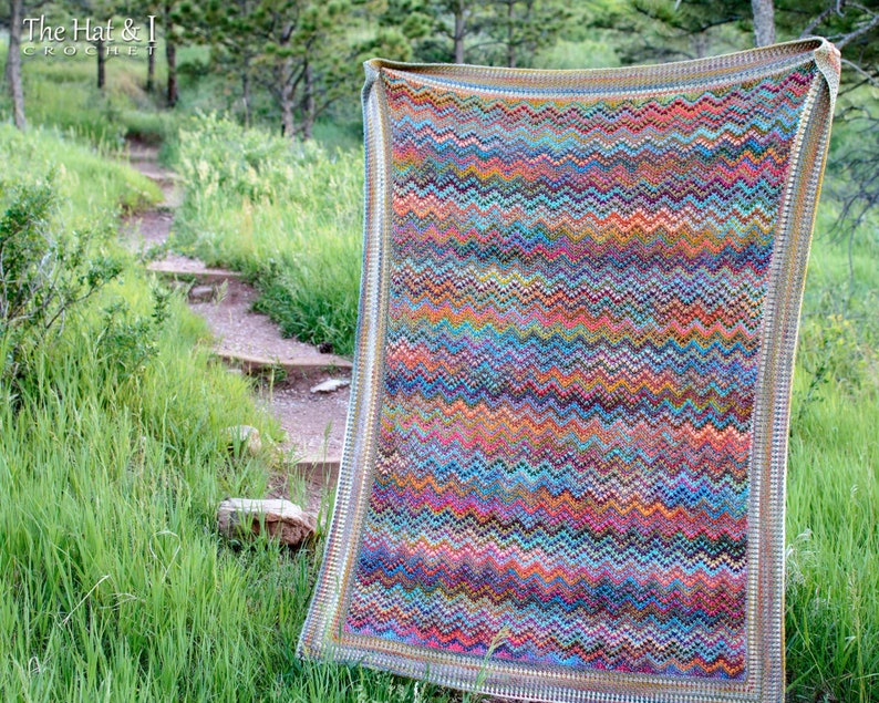 CROCHET PATTERN - Renoir's Ripple - crochet blanket pattern, afghan pattern, colorful boho chevron throw blanket pattern - PDF Download image 3