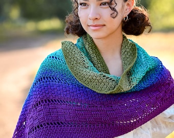 CROCHET PATTERN - A Midsummer Night's Shawl - crochet shawl pattern, women's shawl wrap, rectangle shawl scarf pattern - PDF Download