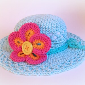 Crochet Hat PATTERN Island Girl crochet pattern for summer hat flower, beach sun hat pattern 5 sizes Babies Kids PDF Download image 3