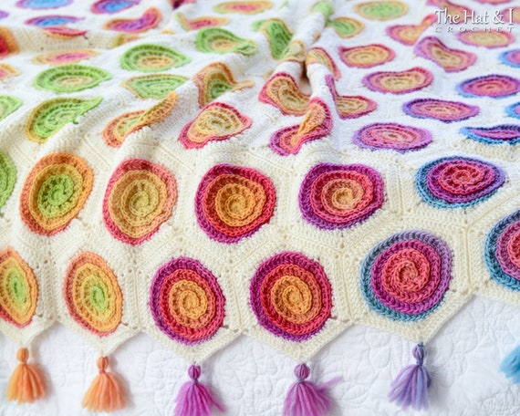CROCHET Blanket PATTERN - Swirly PoP - crochet pattern for boho throw blanket, baby kids colorful crochet afghan pattern - PDF Download