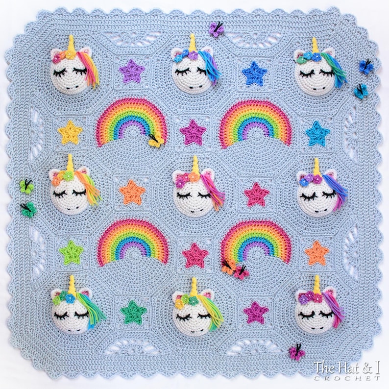 Crochet PATTERN Unicorn Utopia crochet blanket pattern, unicorn afghan pattern, rainbow stars baby blanket pattern PDF Download image 2