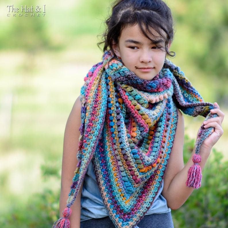 Crochet PATTERN Boho Shawl crochet shawl pattern, boho crochet wrap pattern, women's triangle shawl scarf pattern PDF Download image 3