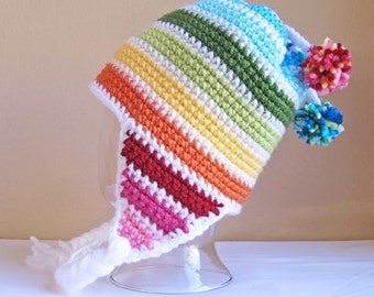 Crochet Hat PATTERN - Snow Day - crochet pattern for beanie with ear flaps, boy girl beanie pattern (8 sizes | Baby - Adult) - PDF Download