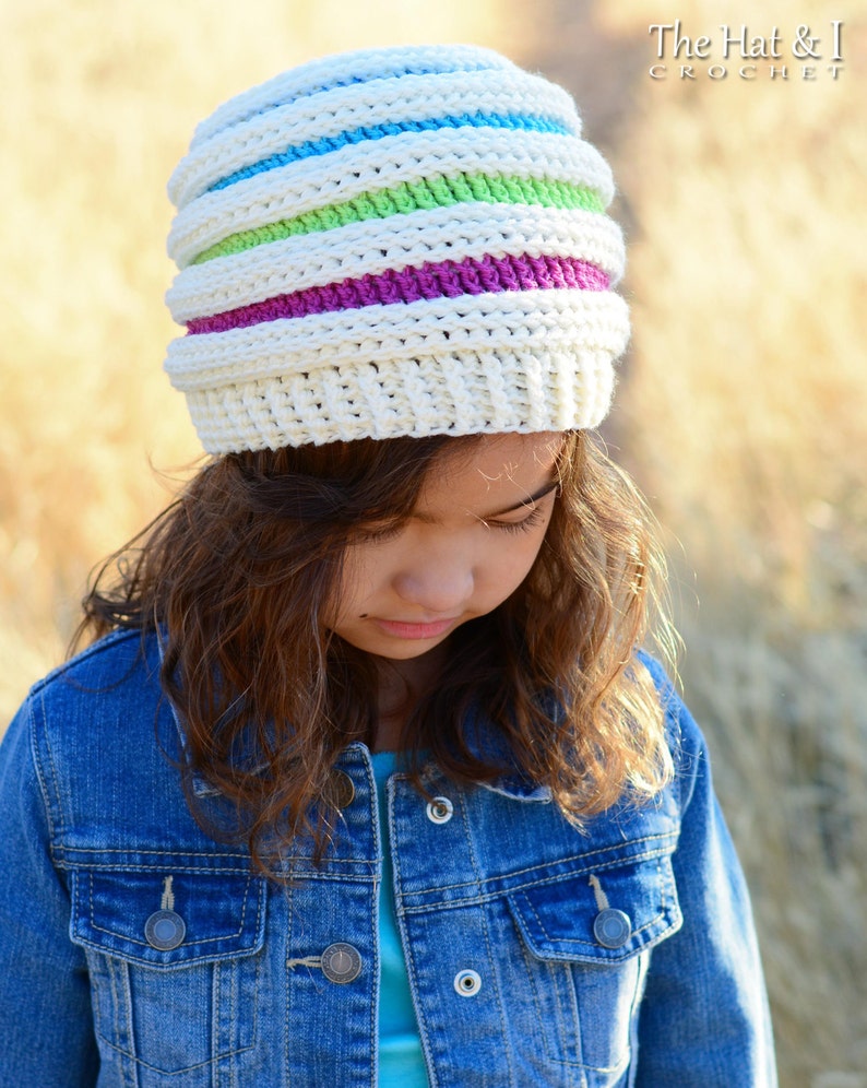 Crochet Hat PATTERN Roll With It crochet pattern for slouchy beanie hat 4 sizes Toddler Child Adult sizes PDF Download image 5
