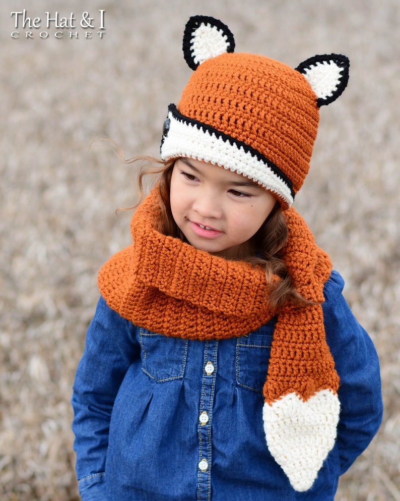 Crochet PATTERN Fox Fancy crochet fox hat pattern cowl scarf pattern, beanie pattern 3 sizes Toddler Child Adult PDF Download image 2