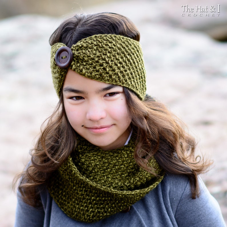 Crochet PATTERN Warm Welcome Set crochet headband pattern scarf cowl pattern Toddler Child Adult sizes PDF Download image 6