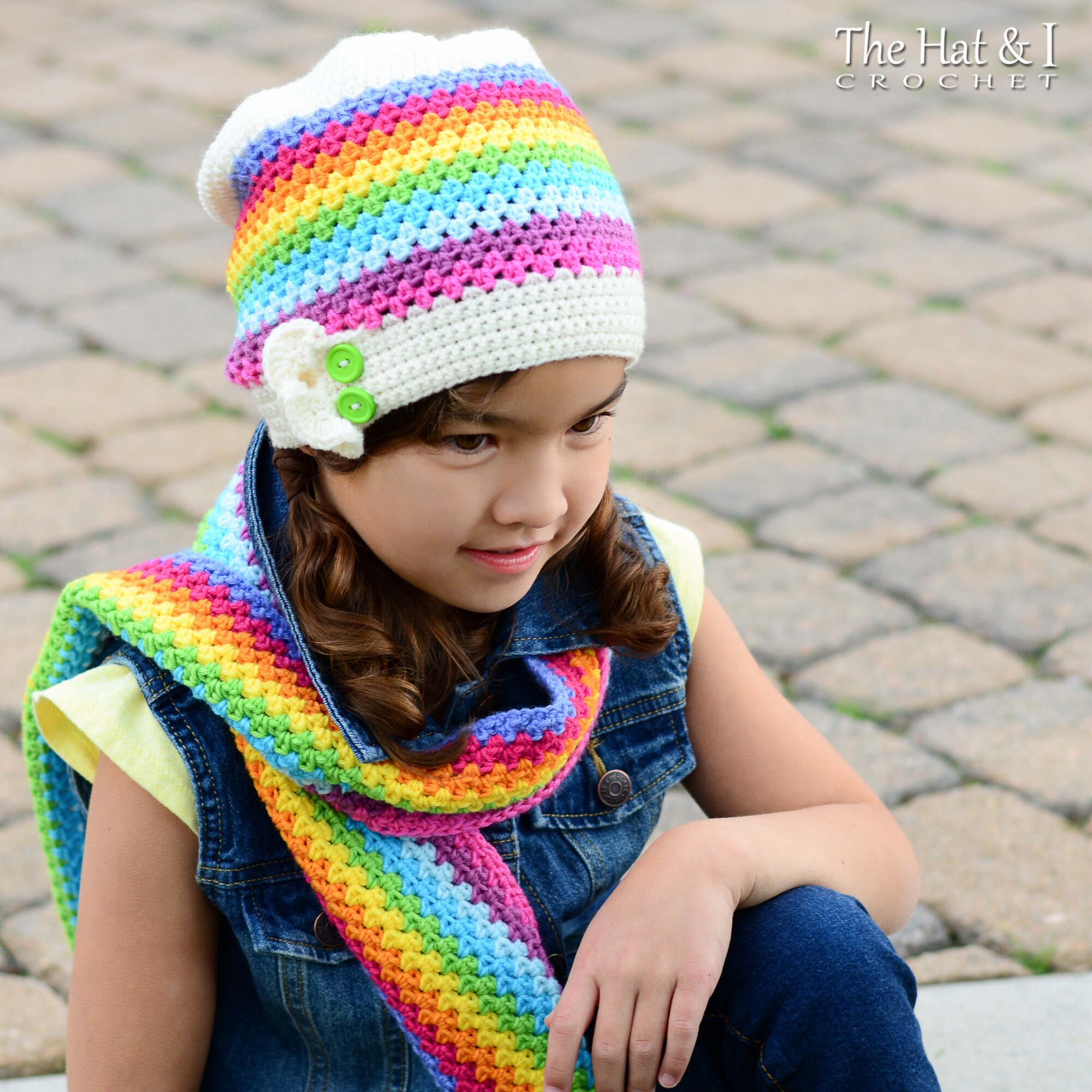 Crochet PATTERN - Crayon Box - Crochet Hat Pattern + Scarf