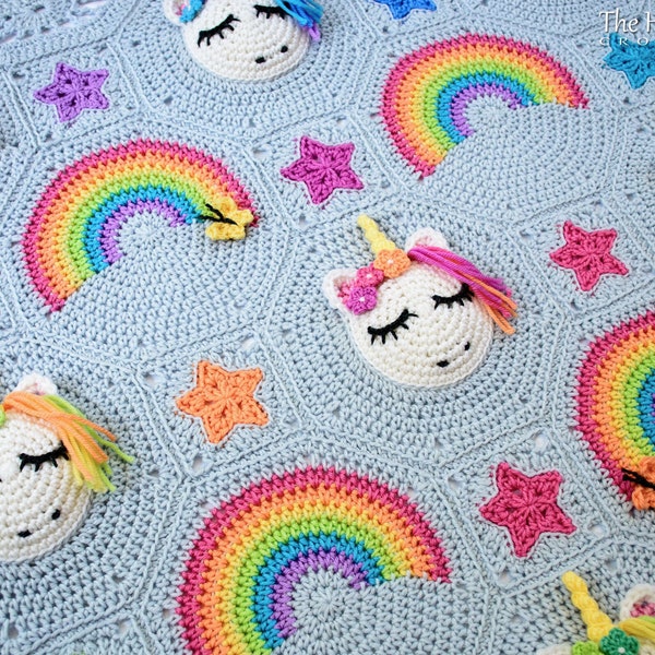 Crochet PATTERN - Unicorn Utopia - crochet blanket pattern, unicorn afghan pattern, rainbow stars baby blanket pattern - PDF Download