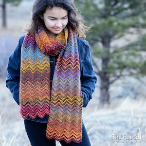 Crochet PATTERN Fall Into Winter Scarf crochet chevron scarf pattern for boys & girls 3 sizes Toddler Child Adult PDF Download image 8