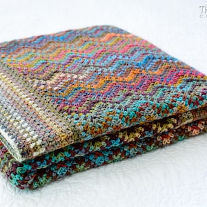 CROCHET PATTERN - Renoir's Ripple - crochet blanket pattern, afghan pattern, colorful boho chevron throw blanket pattern - PDF Download image 5