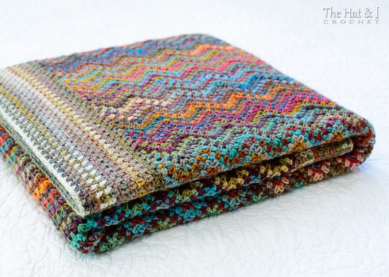 CROCHET PATTERN - Renoir's Ripple - crochet blanket pattern, afghan pattern, colorful boho chevron throw blanket pattern - PDF Download image 5