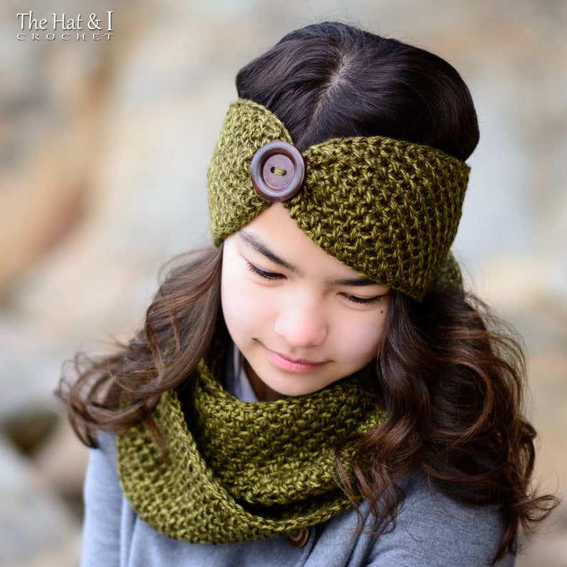 Crochet PATTERN Warm Welcome Set crochet headband pattern scarf cowl pattern Toddler Child Adult sizes PDF Download image 5