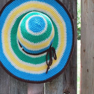 Crochet Hat PATTERN Poolside crochet pattern for sun hat, wide brim summer beach sunhat pattern 3 sizes Teen Adult PDF Download image 2