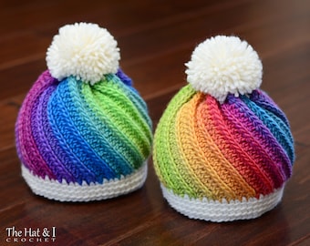 Crochet Hat PATTERN - Twist Top Beanie - crochet pattern for beanie hat, boy girl beanie pattern (5 sizes | Baby - Adult) - PDF Download