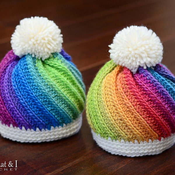 Crochet Hat PATTERN - Twist Top Beanie - crochet pattern for beanie hat, boy girl beanie pattern (5 sizes | Baby - Adult) - PDF Download