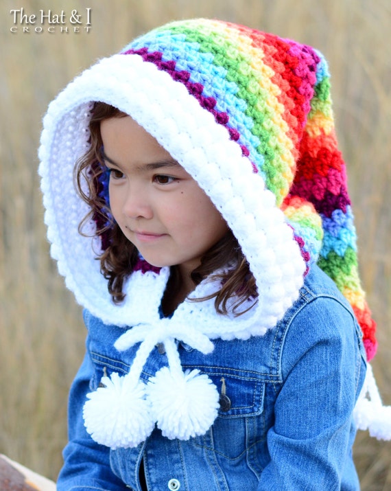 CROCHET PATTERN - Over the Rainbow - Crochet Hood Pattern, Pixie