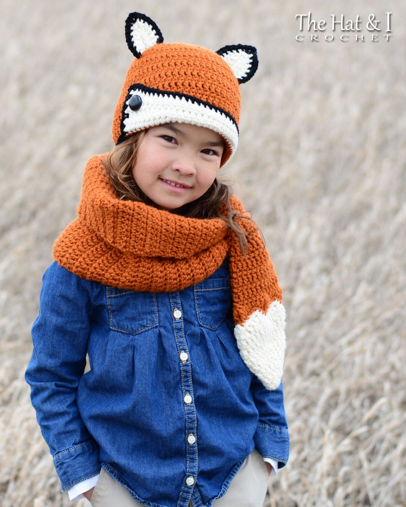 Crochet PATTERN Fox Fancy crochet fox hat pattern cowl scarf pattern, beanie pattern 3 sizes Toddler Child Adult PDF Download image 5