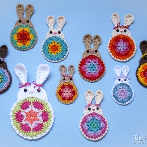 Crochet PATTERN Bunny in Bloom crochet bunny pattern, spring bunny ornament, Easter bunny pattern, bunny applique pattern PDF Download image 2