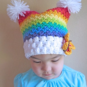 Crochet Hat PATTERN Over the Rainbow crochet pattern for square rainbow baby beanie hat 6 sizes Baby Teens PDF Download image 2