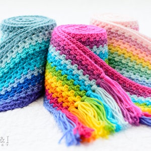 Crochet PATTERN Crayon Box crochet scarf pattern hat pattern, slouch beanie hat pattern 3 sizes Toddler Child Adult PDF Download image 2