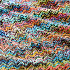 CROCHET PATTERN - Renoir's Ripple - crochet blanket pattern, afghan pattern, colorful boho chevron throw blanket pattern - PDF Download image 2