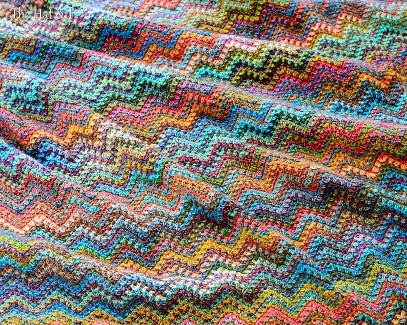 CROCHET PATTERN - Renoir's Ripple - crochet blanket pattern, afghan pattern, colorful boho chevron throw blanket pattern - PDF Download image 2