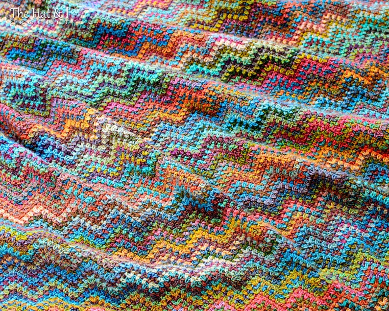 Crochet PATTERN Renoir's Ripple crochet blanket pattern, afghan pattern, colorful boho chevron throw blanket pattern PDF Download image 2