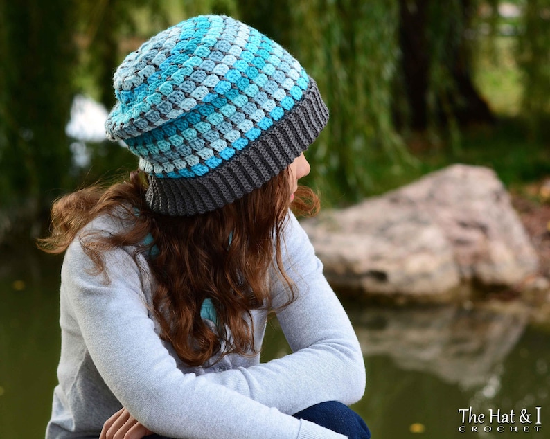 Crochet Hat PATTERN Winter Park Slouchy crochet pattern for slouch hat, beanie pattern 3 sizes Toddler Child Adult PDF Download image 2