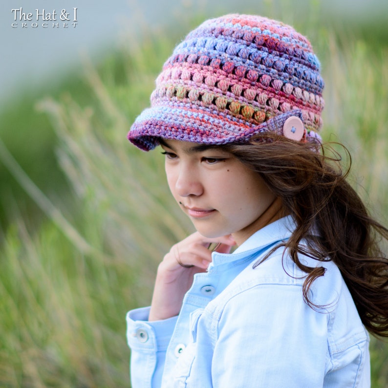 Virkmönster för mössa - Boho Beanie - virkmönster för pojkar flickor mössa med solskydd (4 storlekar | Småbarn Barn Vuxen XL) - PDF-nedladdning bild 3