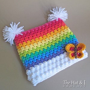 Crochet Hat PATTERN Over the Rainbow crochet pattern for square rainbow baby beanie hat 6 sizes Baby Teens PDF Download image 3