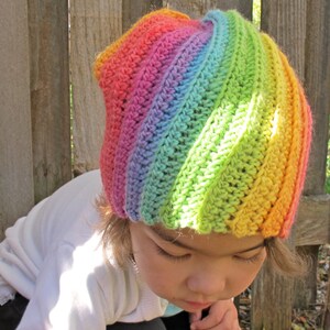 Crochet Hat PATTERN Lollipop Swirl crochet pattern for slouchy beanie hat, unisex beanie pattern 5 sizes Baby Adult PDF Download image 4