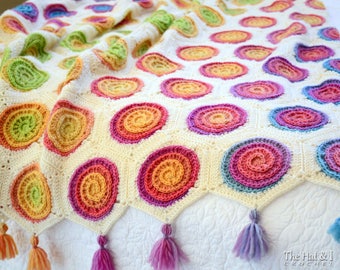 Crochet Blanket PATTERN - Swirly PoP - crochet pattern colorful boho throw blanket, baby kids crochet afghan pattern - Instant PDF Download