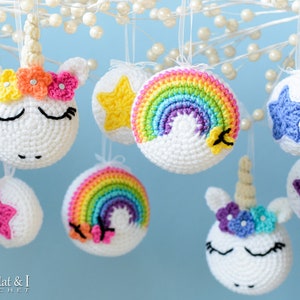 Crochet PATTERN Unicorn Utopia Ornaments crochet unicorn pattern, unicorn ornament pattern, star pattern, rainbow pattern PDF Download image 4
