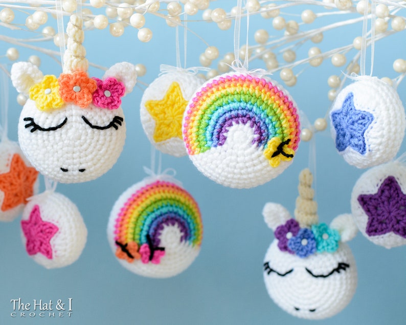 Crochet PATTERN Unicorn Utopia Ornaments crochet unicorn pattern, unicorn ornament pattern, star pattern, rainbow pattern PDF Download image 4