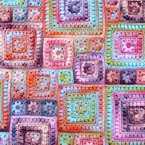 Crochet PATTERN Square Scramble crochet blanket pattern, baby throw blanket pattern, granny squares afghan pattern PDF Download image 3