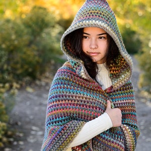 Crochet PATTERN Better Together Hood & Shawl crochet hooded shawl pattern, triangle shawl scarf pattern, wrap pattern PDF Download image 3