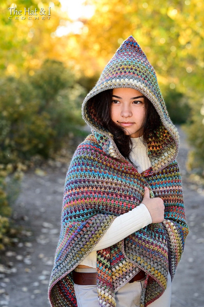 Crochet PATTERN Better Together Hood & Shawl crochet hooded shawl pattern, triangle shawl scarf pattern, wrap pattern PDF Download image 3