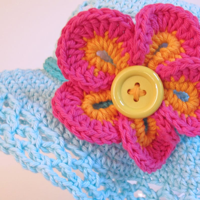 Crochet Hat PATTERN Island Girl crochet pattern for summer hat flower, beach sun hat pattern 5 sizes Babies Kids PDF Download image 5