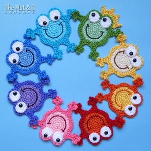 Crochet PATTERN Hoppy Frogs crochet frog pattern, frog applique pattern, frog coaster pattern, frog prince pattern PDF Download image 3