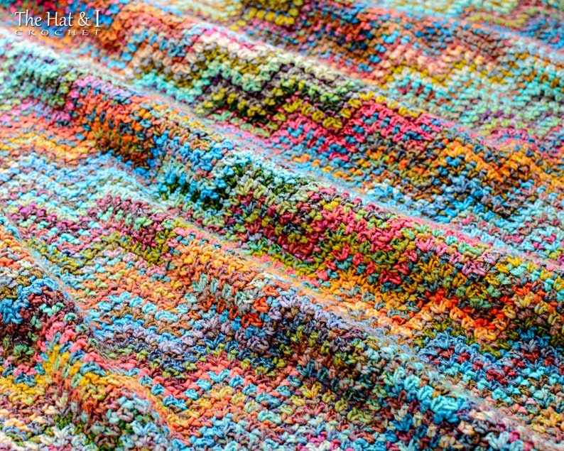 CROCHET PATTERN - Renoir's Ripple - crochet blanket pattern, afghan pattern, colorful boho chevron throw blanket pattern - PDF Download image 1