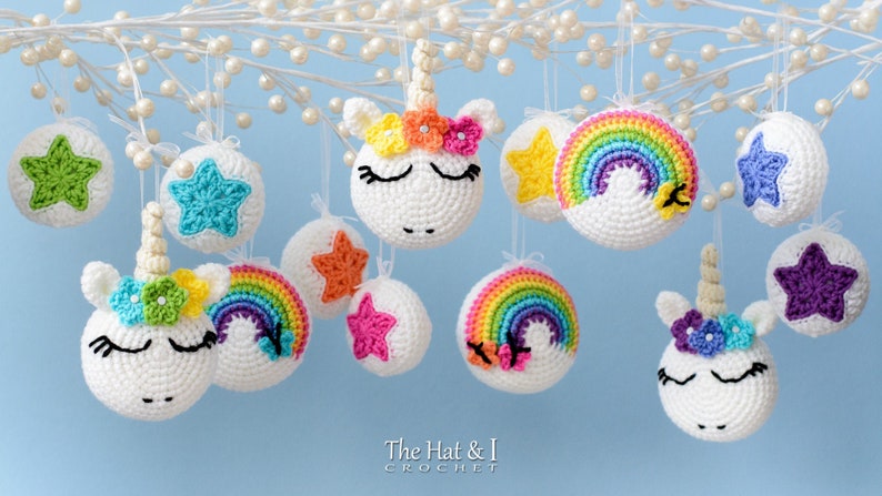 Crochet PATTERN Unicorn Utopia Ornaments crochet unicorn pattern, unicorn ornament pattern, star pattern, rainbow pattern PDF Download 画像 2