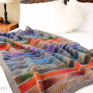 Crochet Blanket PATTERN Super Fine Sampler crochet pattern for chevron throw blanket, sock yarn crochet afghan pattern PDF Download image 2