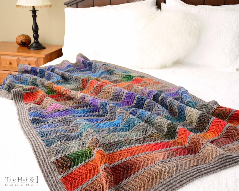 Crochet Blanket PATTERN Super Fine Sampler crochet pattern for chevron throw blanket, sock yarn crochet afghan pattern PDF Download image 2