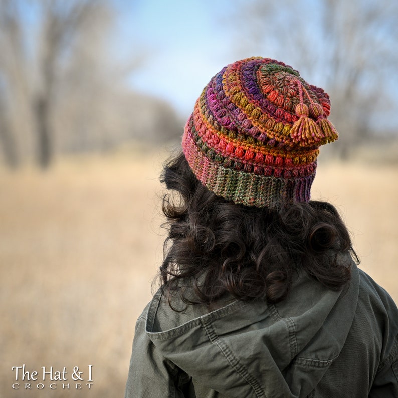 Crochet Hat PATTERN Slouchy Boho Beanie crochet pattern for slouch hat, beanie pattern 4 sizes Toddler Child Adult XL PDF Download 画像 3