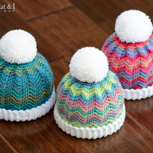 Crochet Hat PATTERN Peak 2 Peak Beanie crochet pattern chevron hat, boy girl beanie hat pattern 6 sizes Baby Adult PDF Download image 2