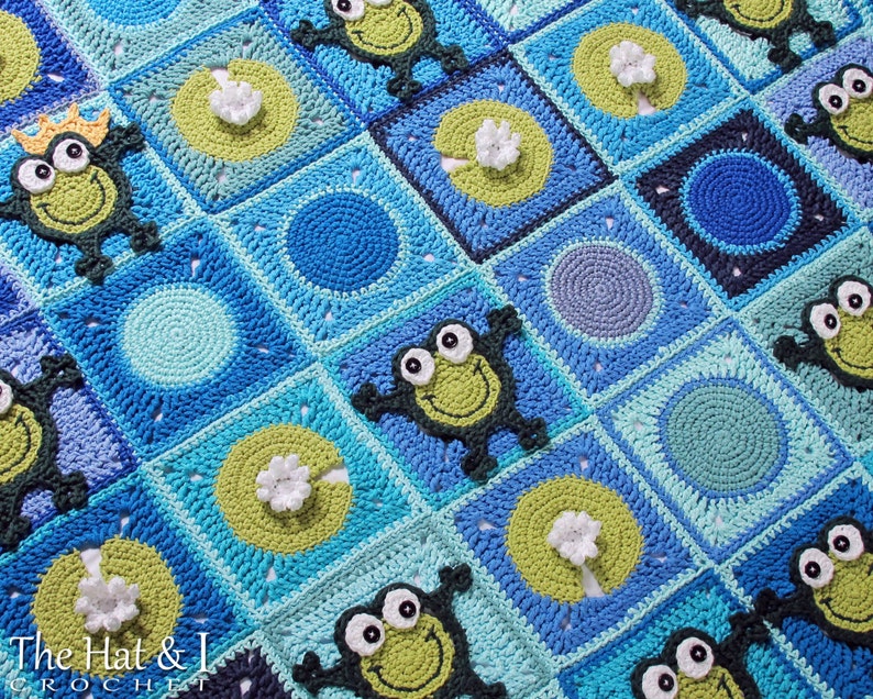 Crochet Blanket PATTERN Frog Frenzy crochet pattern for baby throw blanket, crochet afghan pattern, frog blanket pattern PDF Download image 5